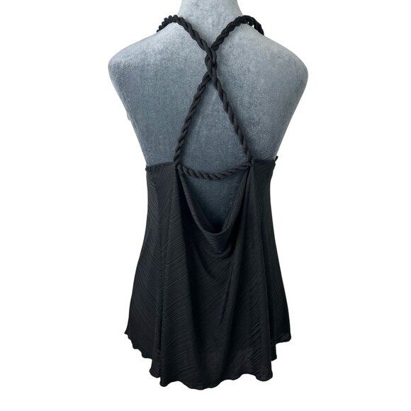 Intimately Free People Black XS Sleeveless Draped Back Tank Top With Braided Str - Picture 2 of 9